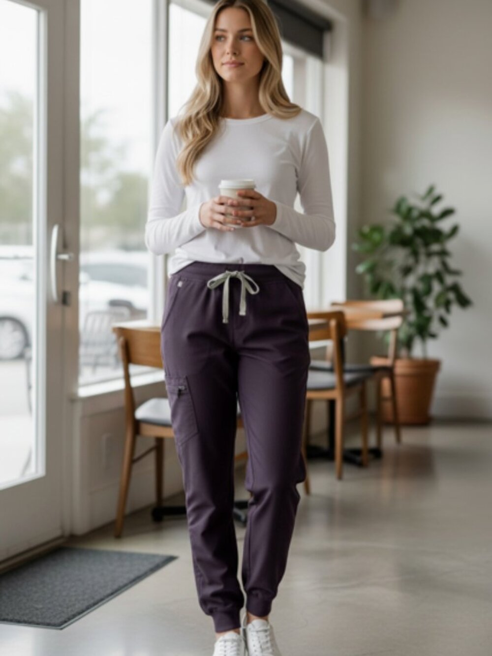 Figs Women's Zamora Scrub Pants - Deep Purple - Size Peitite Small